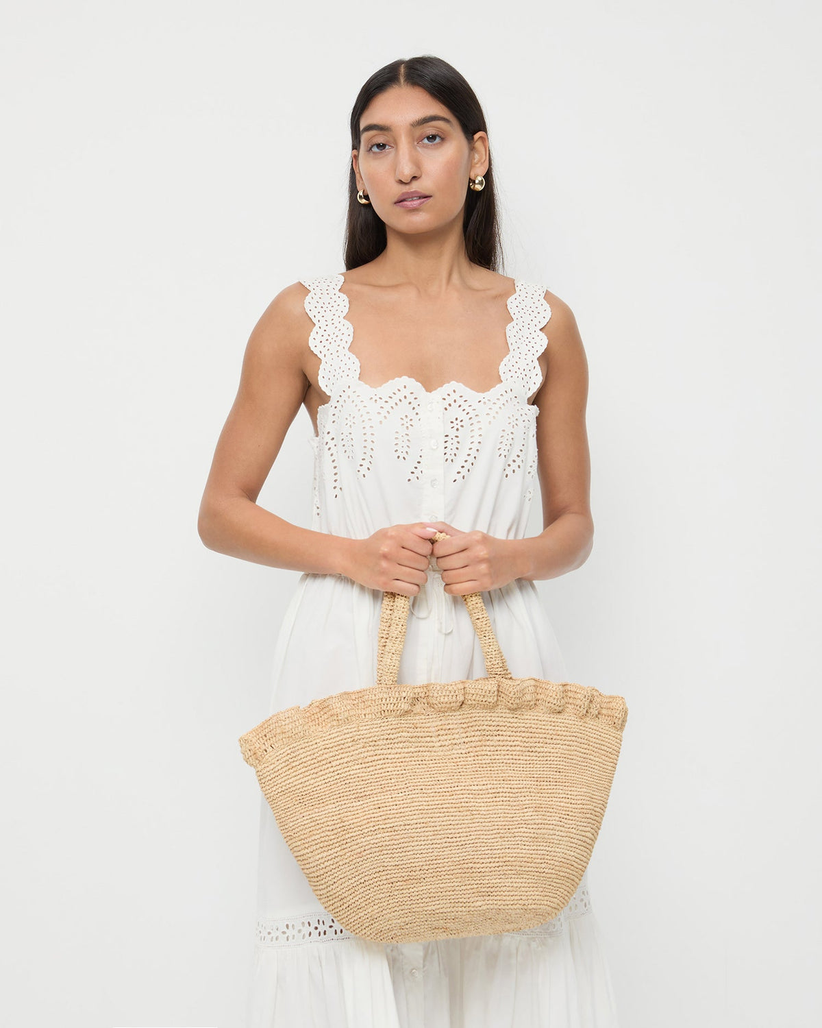 Loeffler Randall Trusted | Cyrus Natural Ruffled Woven Tote