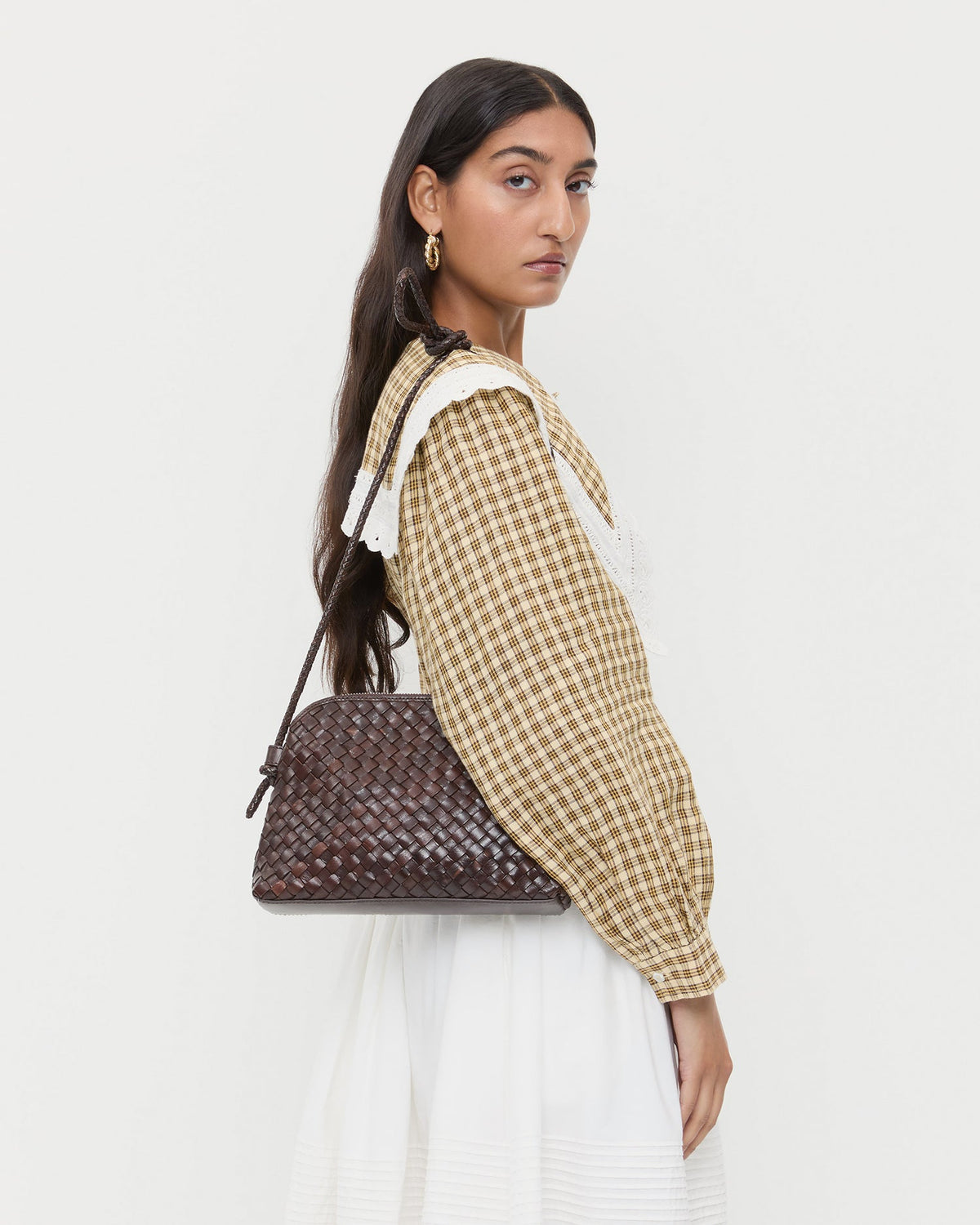 Loeffler Randall Trusted | Mallory Chocolate Woven Leather Crossbody