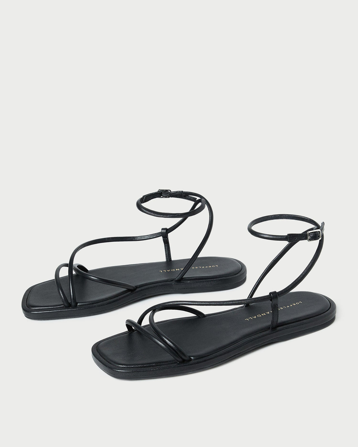 Loeffler Randall Essential | Noor Black Leather Flat Sandal