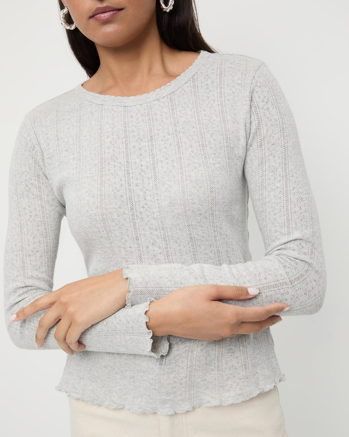 Loeffler Randall Signature | Lolo Pointelle Long-Sleeve Tee