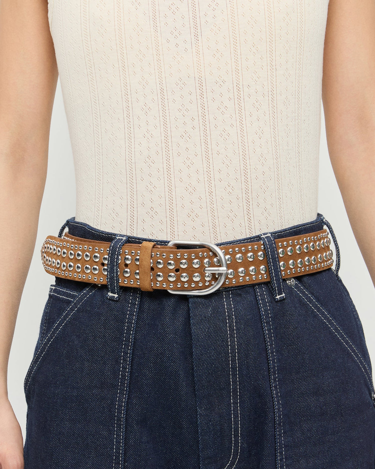 Loeffler Randall New | Isaac Cacao/Silver Studded Belt