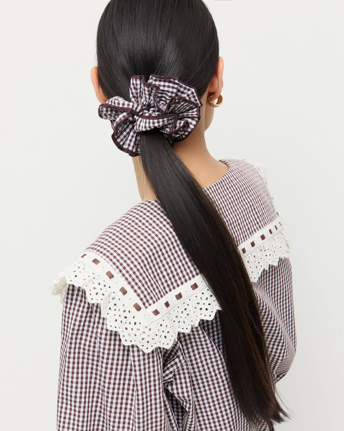 Loeffler Randall Exclusive | Felice Brown Gingham Layered Scrunchie