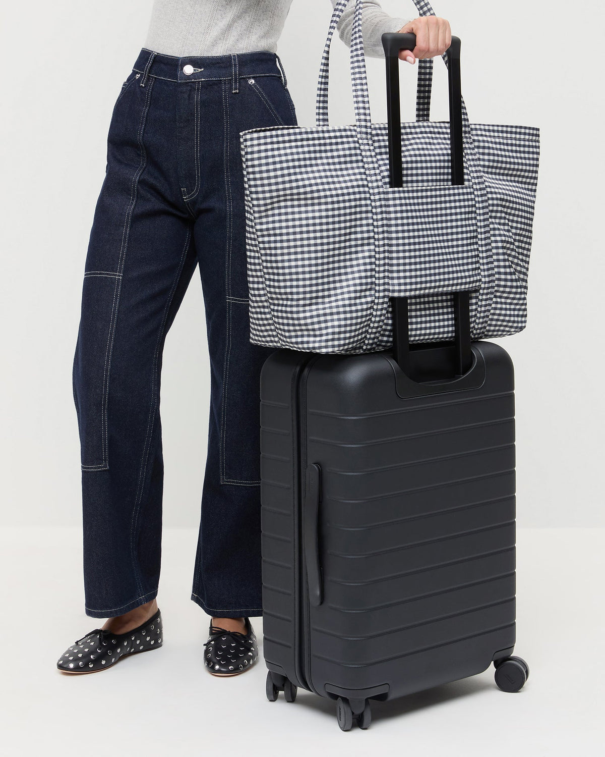 Loeffler Randall Latest | Dina Black/White Gingham Travel Tote