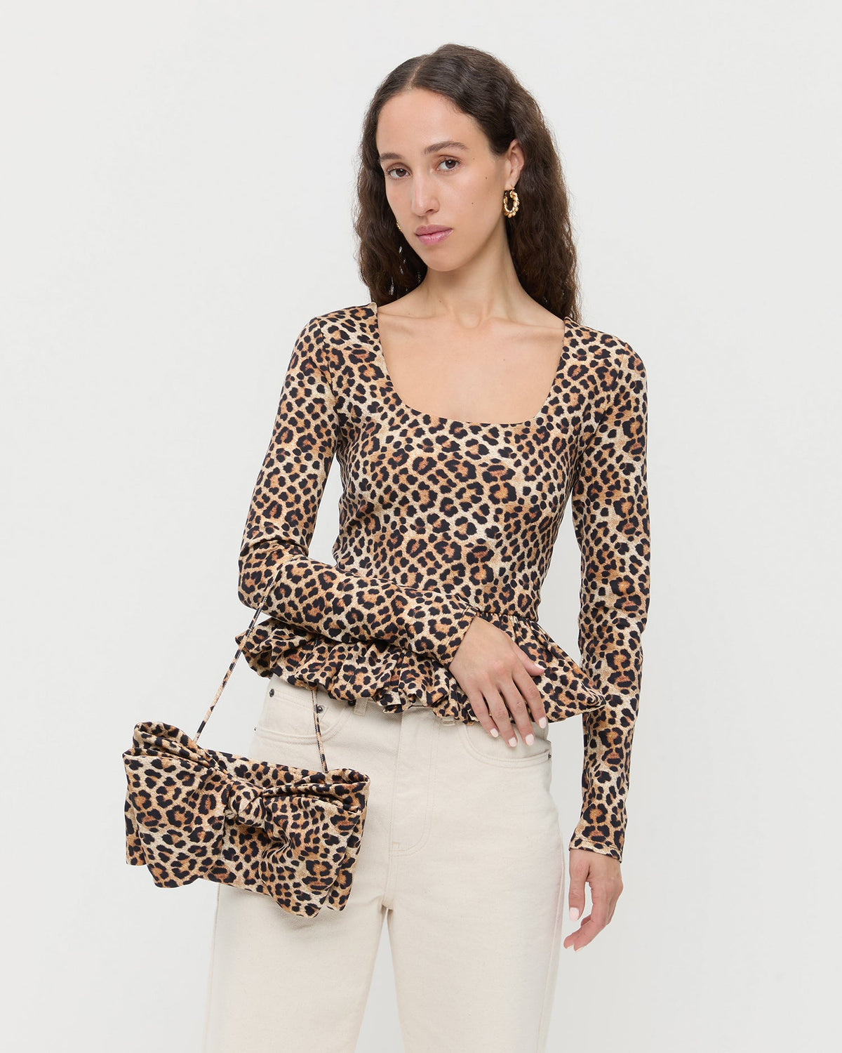Loeffler Randall Signature | Valerie Leopard Jersey Bow Bag