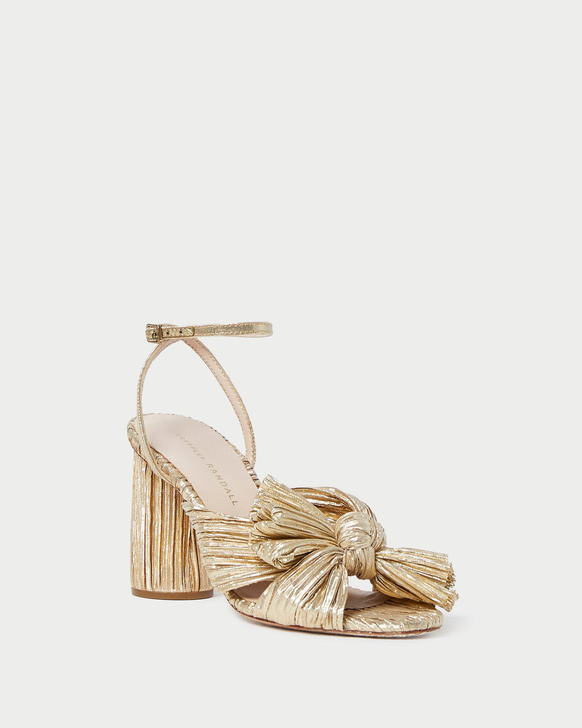 Loeffler Randall Trending | Camellia Gold Pleated Bow Heel