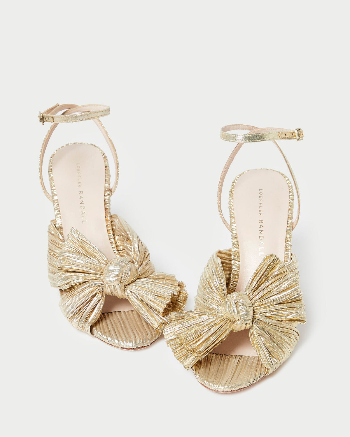 Loeffler Randall Trending | Camellia Gold Pleated Bow Heel