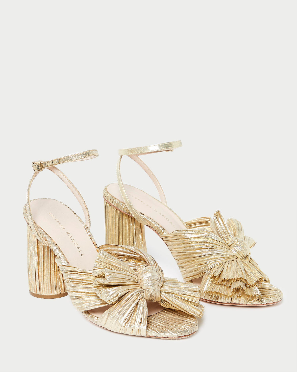 Loeffler Randall Trending | Camellia Gold Pleated Bow Heel