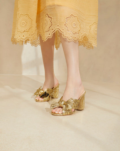 Loeffler Randall Best Seller | Penny Gold Pleated Bow Heel