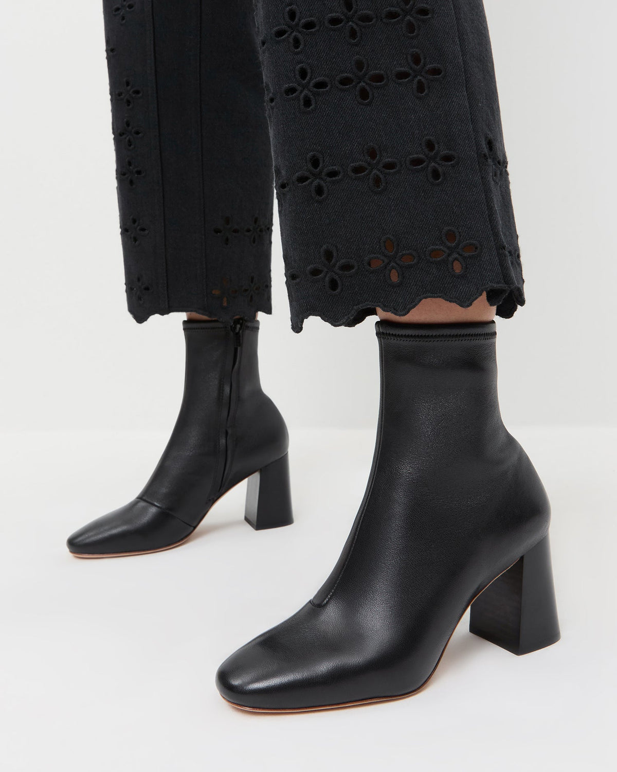 Loeffler Randall Customer Favorite | Elise Black Leather Stretch Bootie