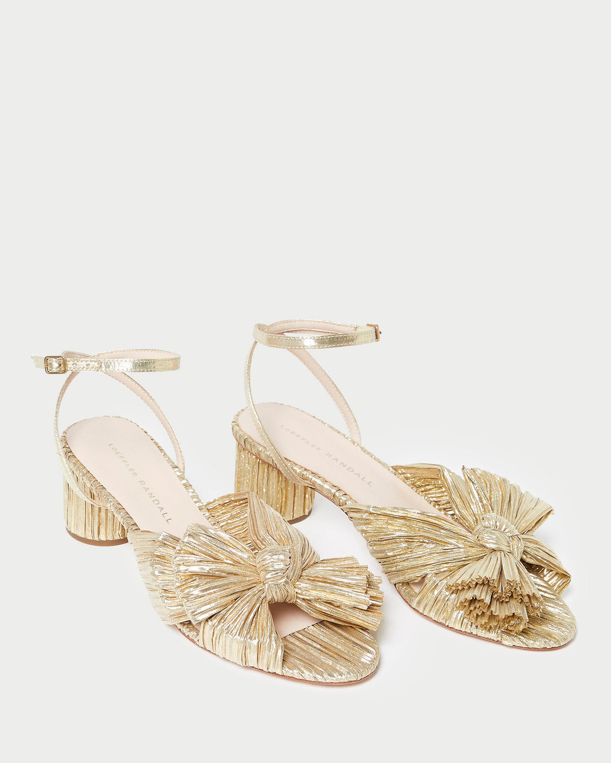 Loeffler Randall Classic | Dahlia Gold Pleated Bow Heel