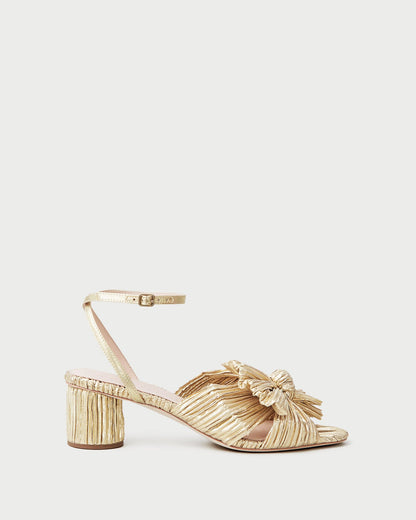 Loeffler Randall Classic | Dahlia Gold Pleated Bow Heel