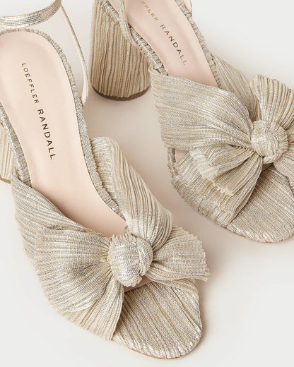 Loeffler Randall Recommended | Camellia Platinum Pleated Bow Heel