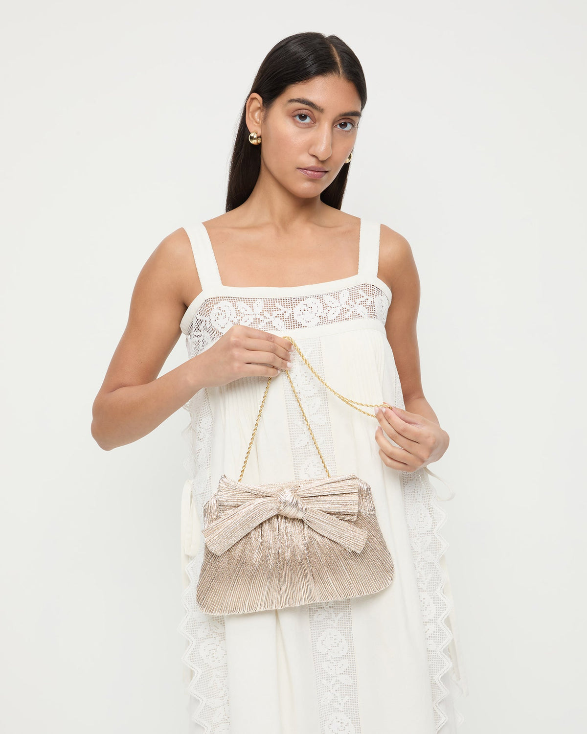 Loeffler Randall Smart Buy | Rayne Platinum Bow Clutch