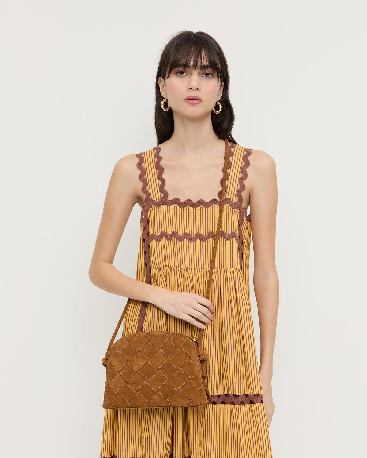 Loeffler Randall Value | Mallory Cacao Woven Suede Crossbody
