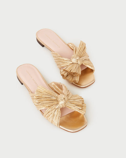 Loeffler Randall Popular | Daphne Gold Bow Slide Sandal