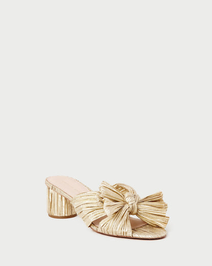 Loeffler Randall Best Price | Emilia Gold Pleated Bow Heel