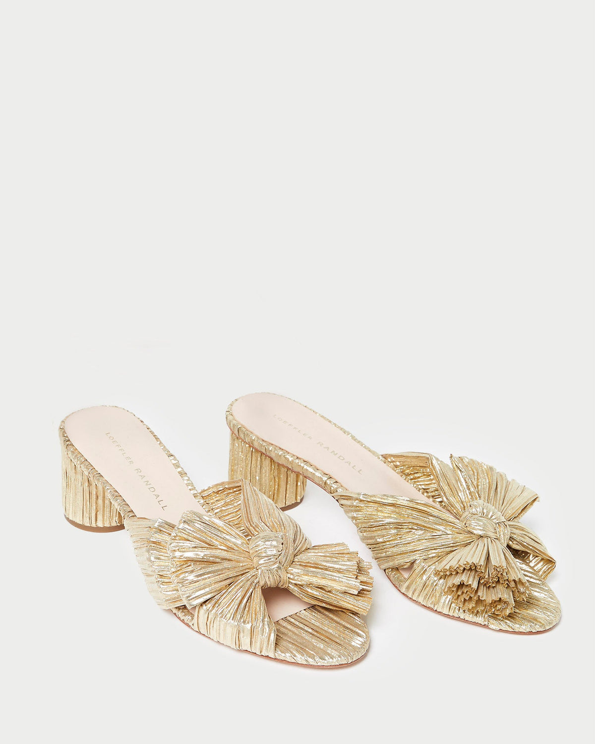 Loeffler Randall Best Price | Emilia Gold Pleated Bow Heel