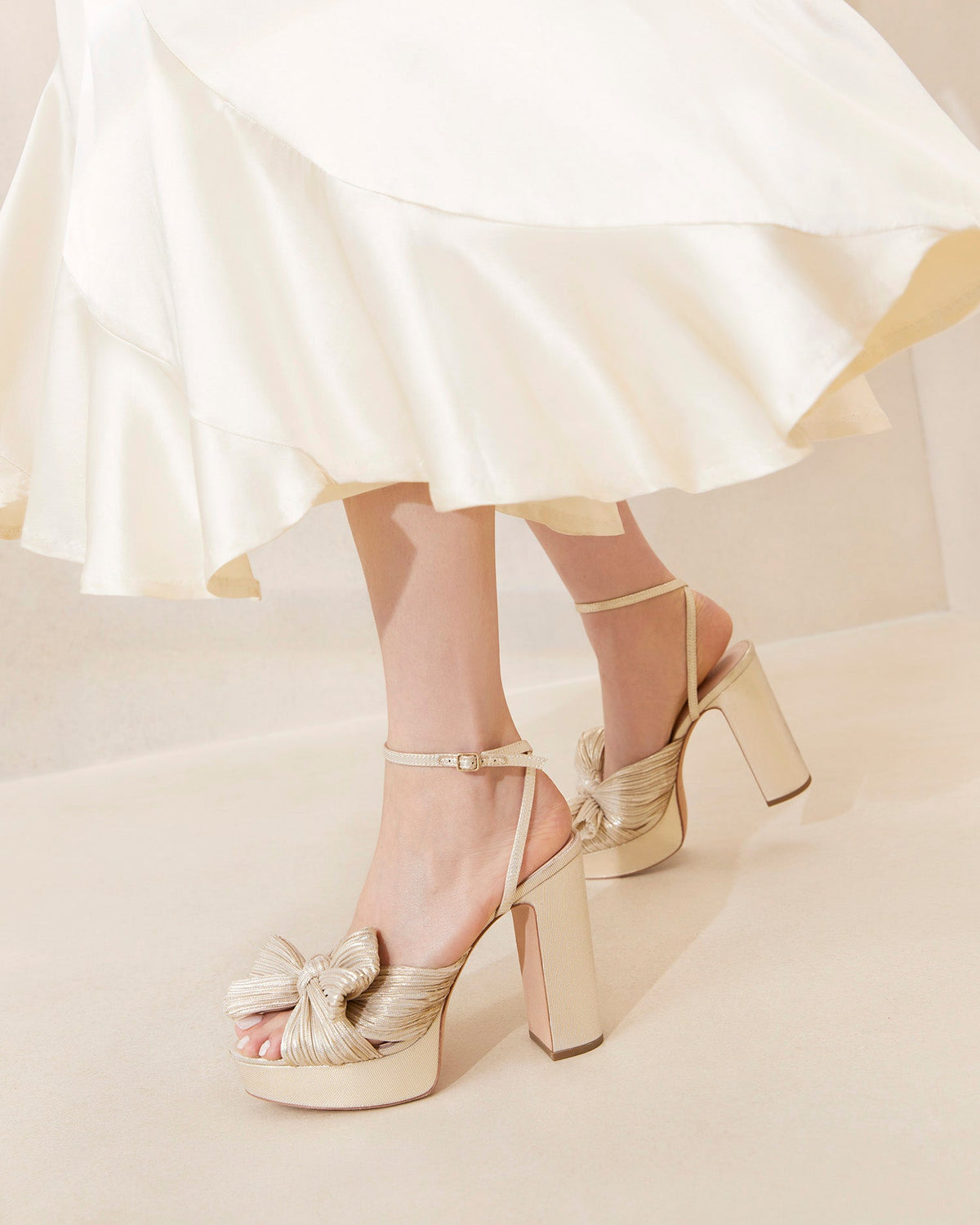 Loeffler Randall Classic | Natalia Platinum Platform Bow Heel