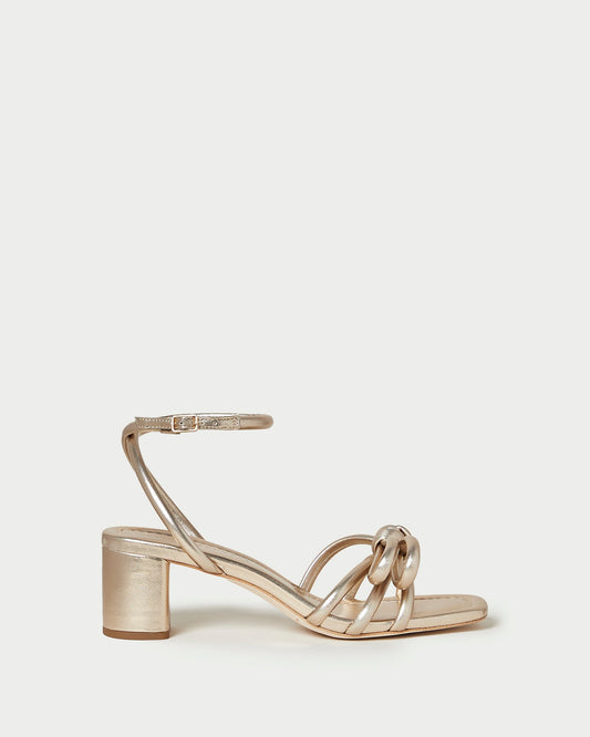 Loeffler Randall Customer Favorite | Mikel Champagne Bow Mid-Heel Sandal