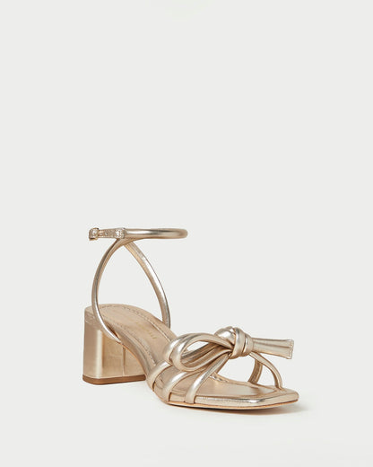 Loeffler Randall Customer Favorite | Mikel Champagne Bow Mid-Heel Sandal
