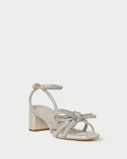 Loeffler Randall New | Mikel Cappuccino Bow Mid-Heel Sandal