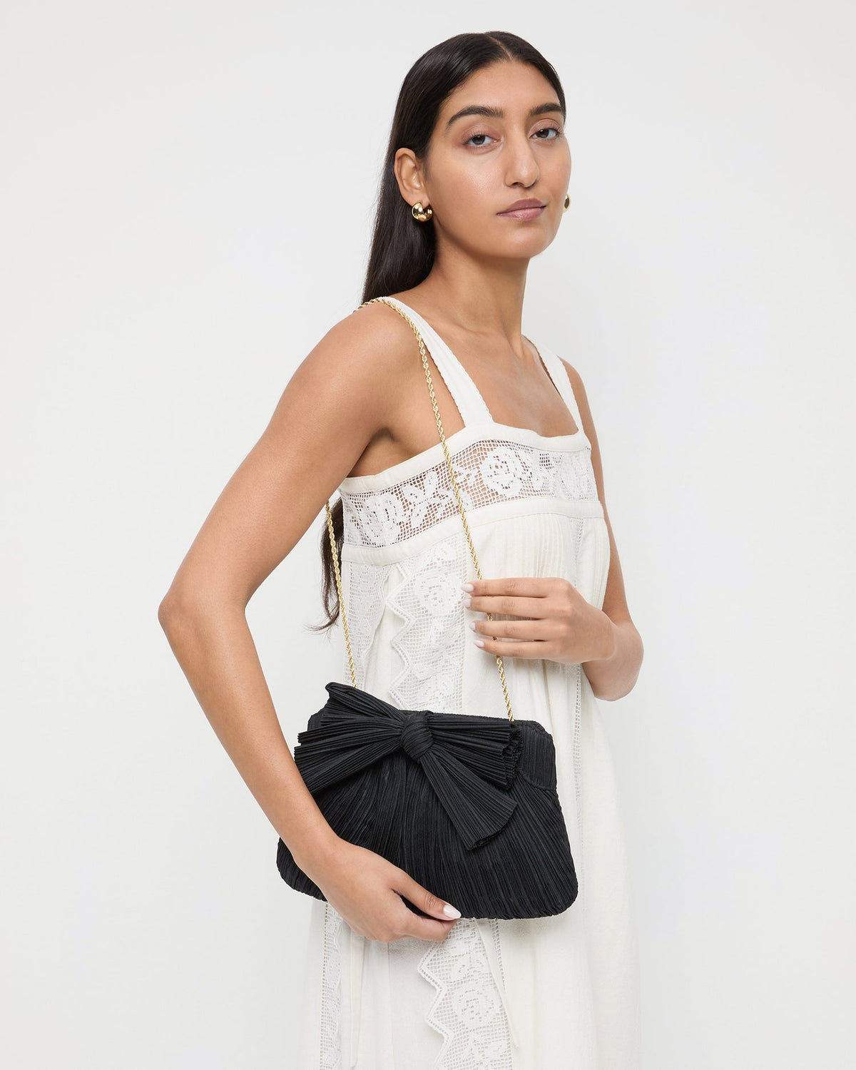 Loeffler Randall Essential | Rayne Black Bow Clutch