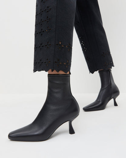 Loeffler Randall Hot Sale | Thandy Black Leather Curved Heel Bootie