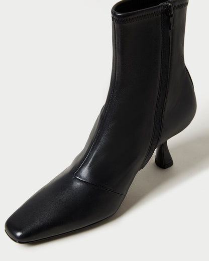 Loeffler Randall Hot Sale | Thandy Black Leather Curved Heel Bootie
