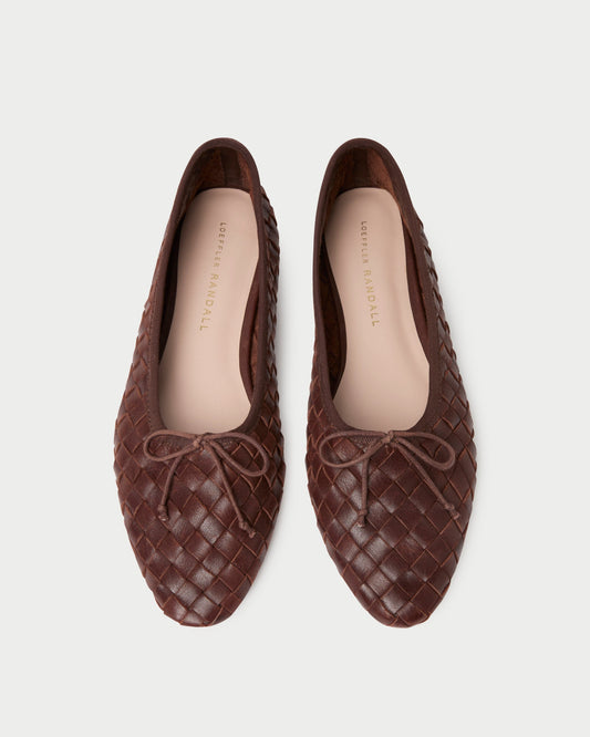 Loeffler Randall Sale | Landry Chocolate Woven Ballet Flat
