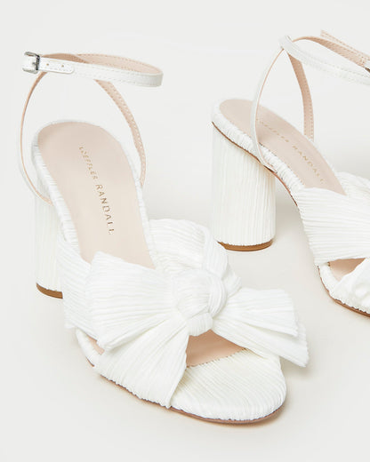 Loeffler Randall Deals | Camellia White Pleated Bow Heel