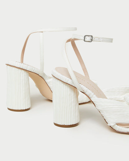 Loeffler Randall Deals | Camellia White Pleated Bow Heel