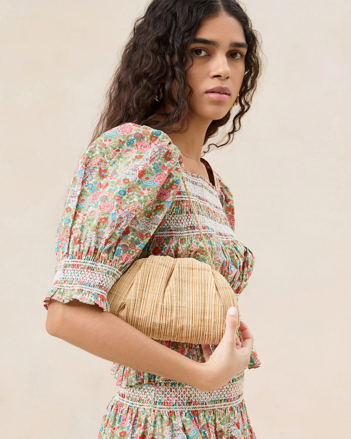 Loeffler Randall Special Offer | Bailey Natural Pleated Dome Clutch