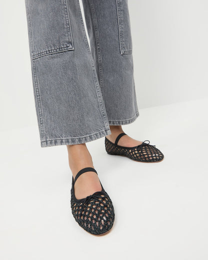 Loeffler Randall Top Pick | Leonie Black Crochet Ballet Flat
