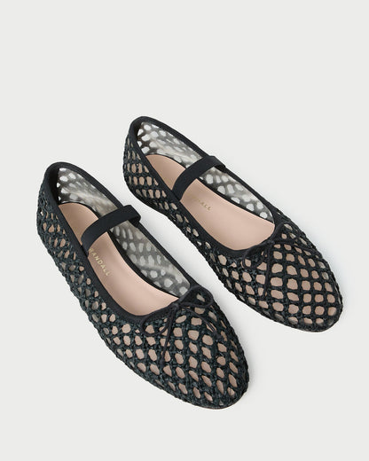 Loeffler Randall Top Pick | Leonie Black Crochet Ballet Flat