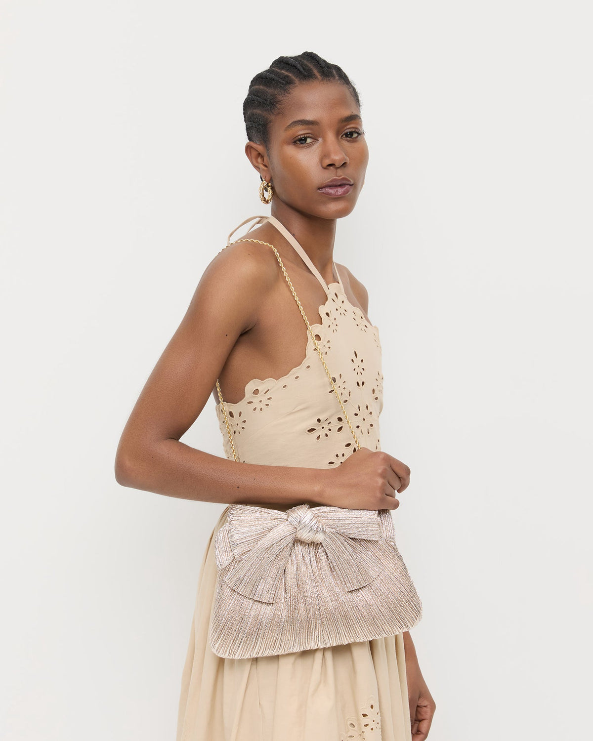 Loeffler Randall Premium | Rayne Champagne Bow Clutch
