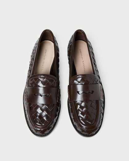 Loeffler Randall Trending | Rachel Espresso Woven Leather Loafer