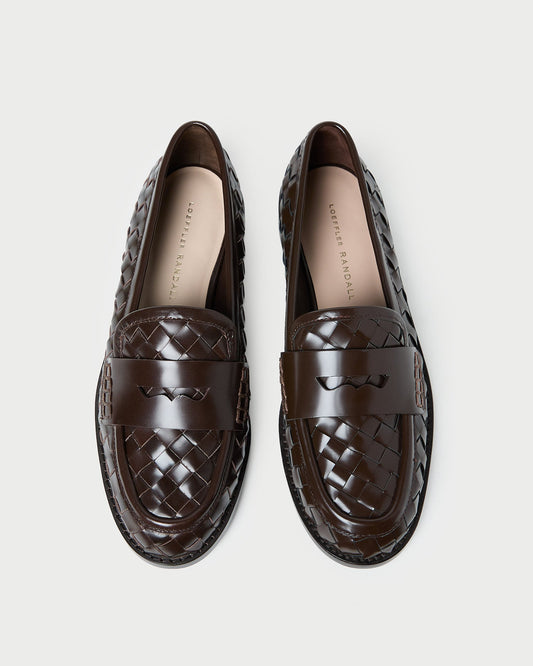 Loeffler Randall Trending | Rachel Espresso Woven Leather Loafer