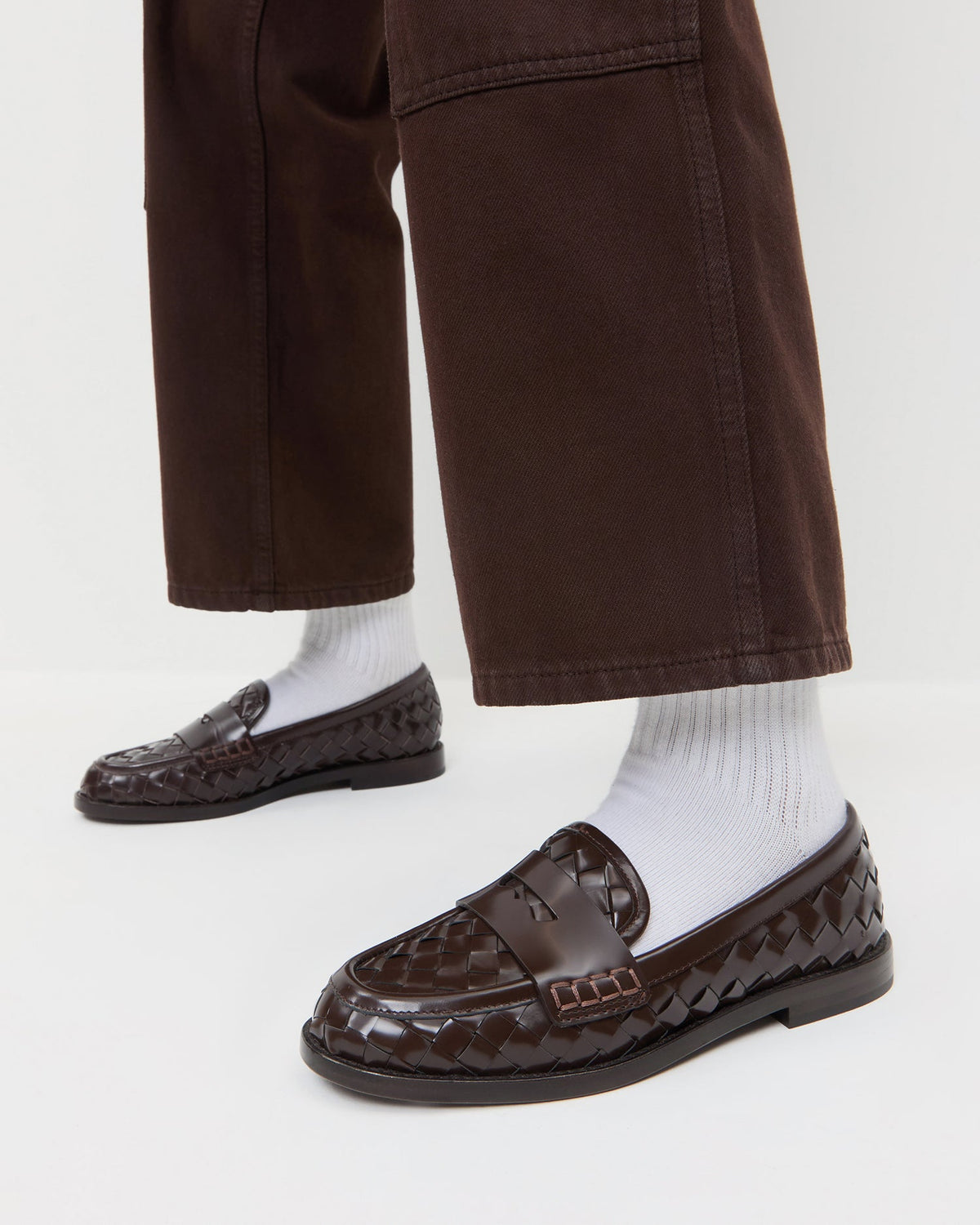 Loeffler Randall Trending | Rachel Espresso Woven Leather Loafer