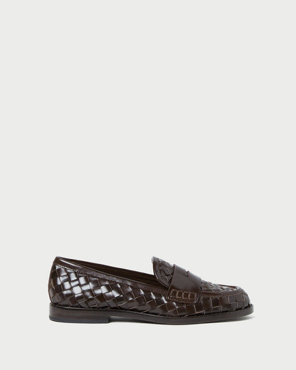 Loeffler Randall Trending | Rachel Espresso Woven Leather Loafer