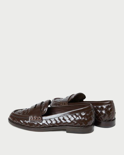 Loeffler Randall Trending | Rachel Espresso Woven Leather Loafer