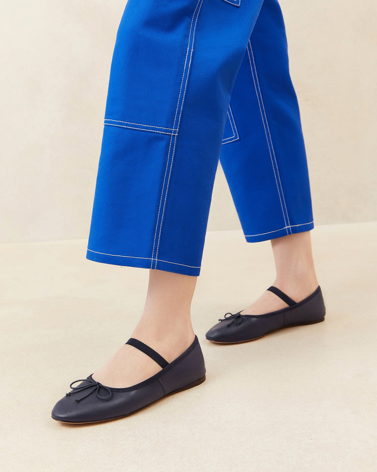 Loeffler Randall Everyday | Leonie Navy Leather Ballet Flat