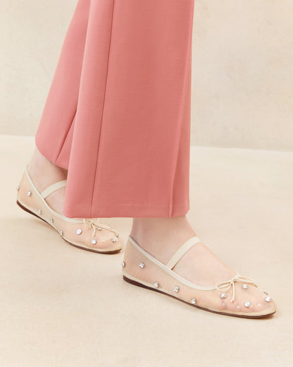 Loeffler Randall Premium | Leonie Cream/Crystal Ballet Flat