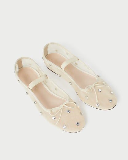 Loeffler Randall Premium | Leonie Cream/Crystal Ballet Flat