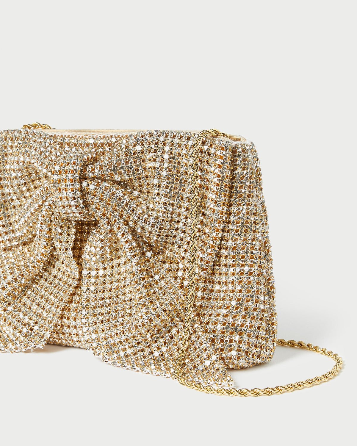 Loeffler Randall Featured | Jolene Gold Diamanté Bow Clutch