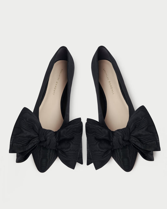 Loeffler Randall Recommended | Noa Black Moiré Bow Flat
