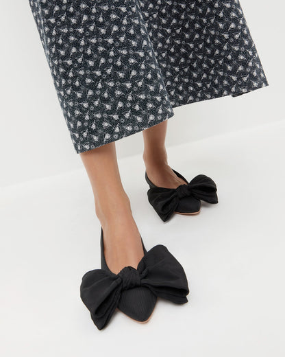 Loeffler Randall Recommended | Noa Black Moiré Bow Flat