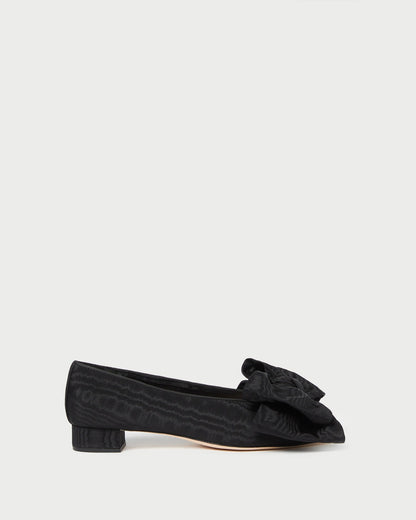 Loeffler Randall Recommended | Noa Black Moiré Bow Flat
