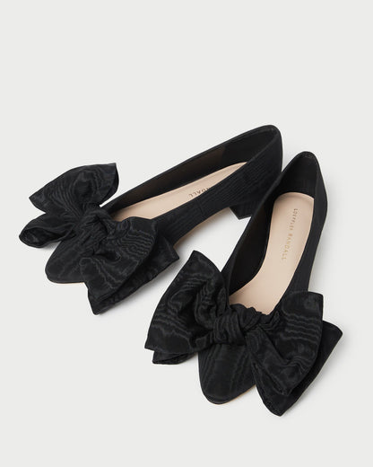 Loeffler Randall Recommended | Noa Black Moiré Bow Flat