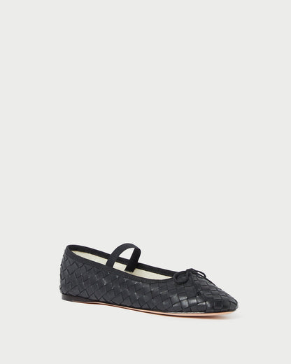 Loeffler Randall Popular | Leonie Black Woven Ballet Flat
