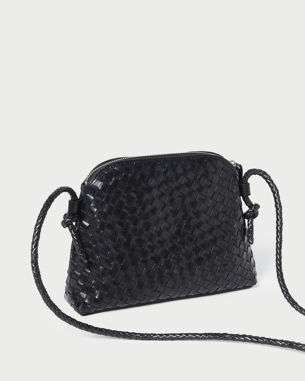 Loeffler Randall Recommended | Mallory Black Woven Leather Crossbody